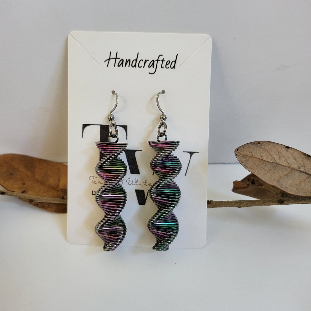 Iridescent Spiral Earrings by TerriBWhite Designs